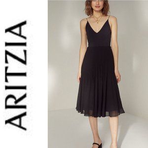 Aritzia wilfred dancer dress pleated spaghetti strap black size XS